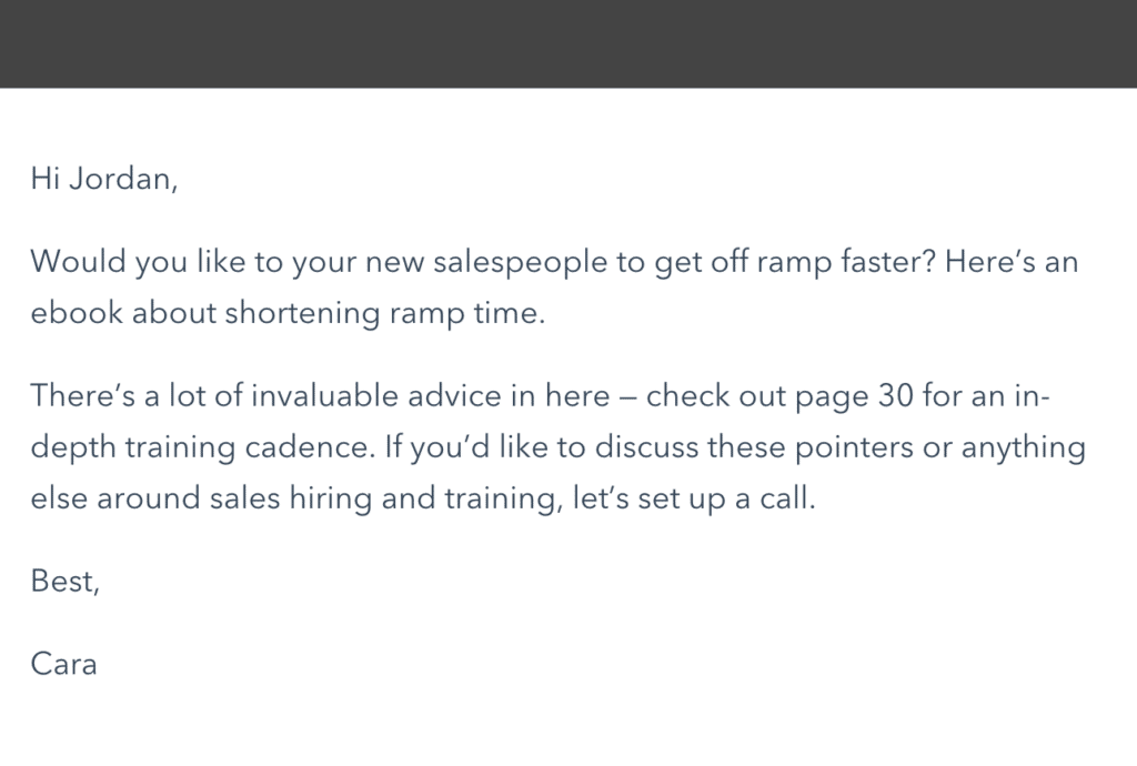 sales template outreach example